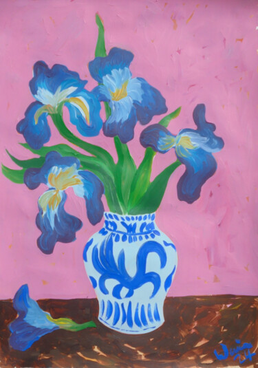 Irises in chinese vase